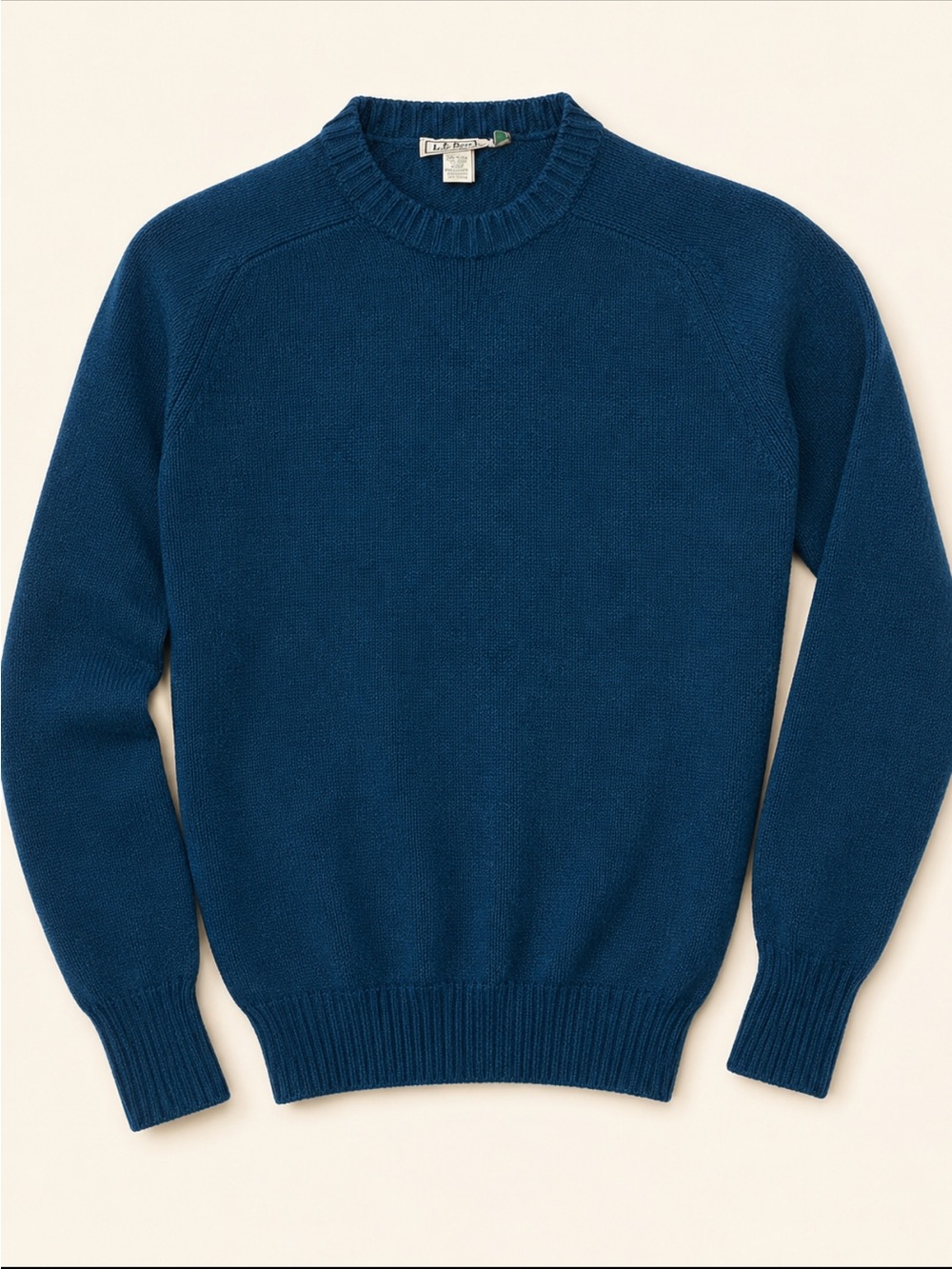 Vintage L.L. Bean Men's Crewneck Wool Sweater in Deep Teal- Made in Ireland